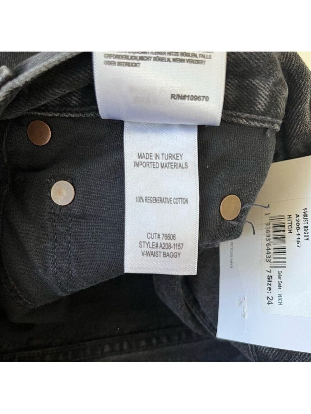 AGOLDE V-Waist Baggy Jeans Size 24 - Picture 9 of 14